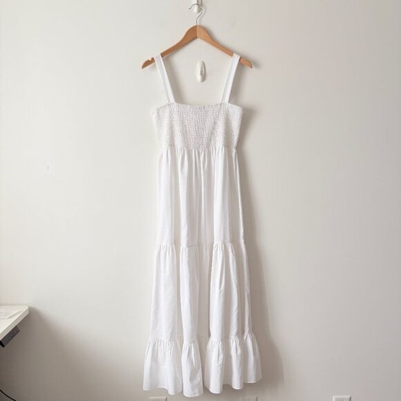 Zara Voluminous Cotton Poplin Maxi Dress NWT Smocked White Size Medium - Picture 6 of 9